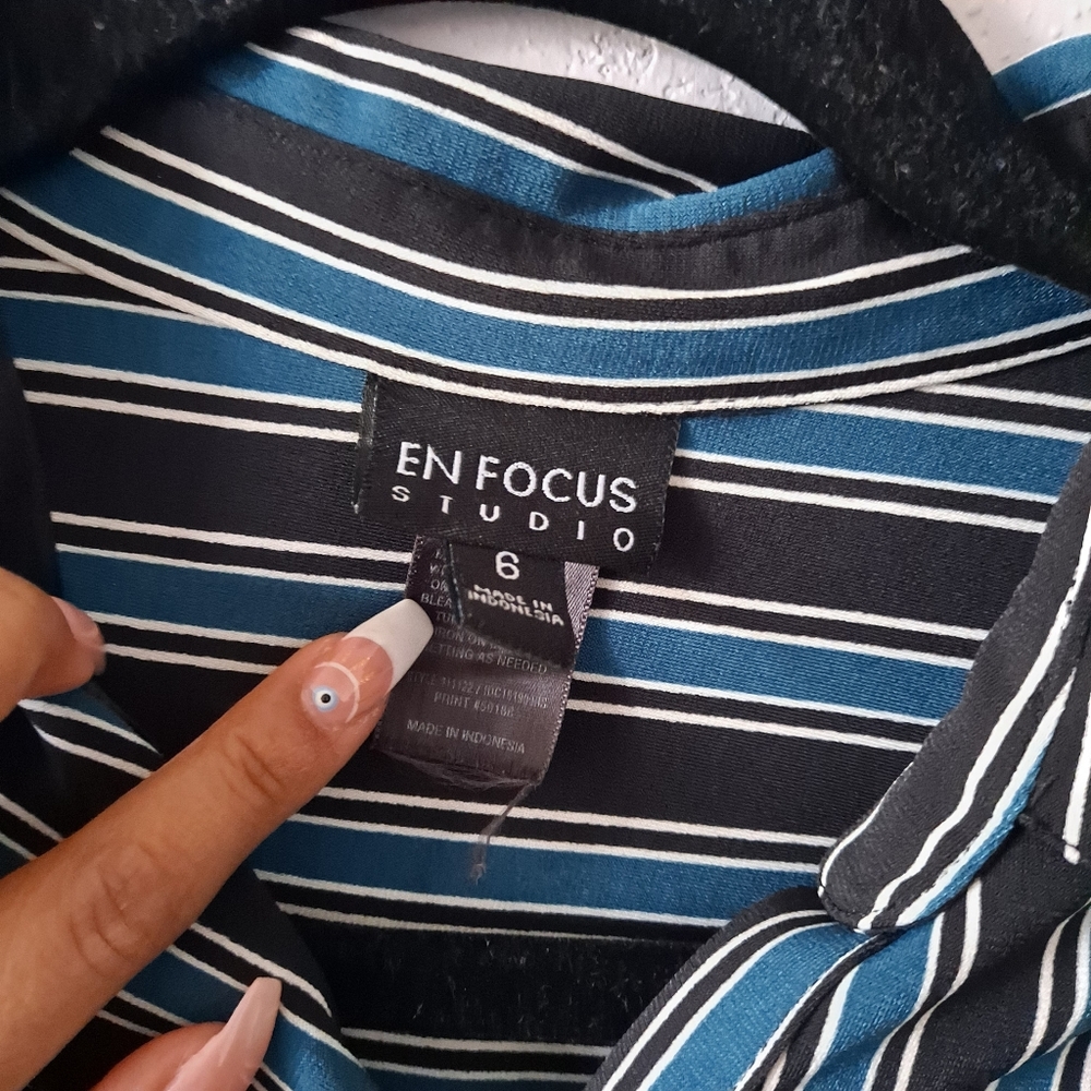 EnFocus Studio Striped Teal Dress - Picture 5 of 7